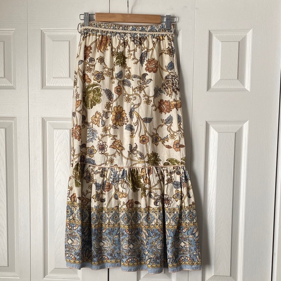 House of Harlow 1960 Floral Midi Skirt - Cream, Blue, Brown Size XS - Picture 2 of 16